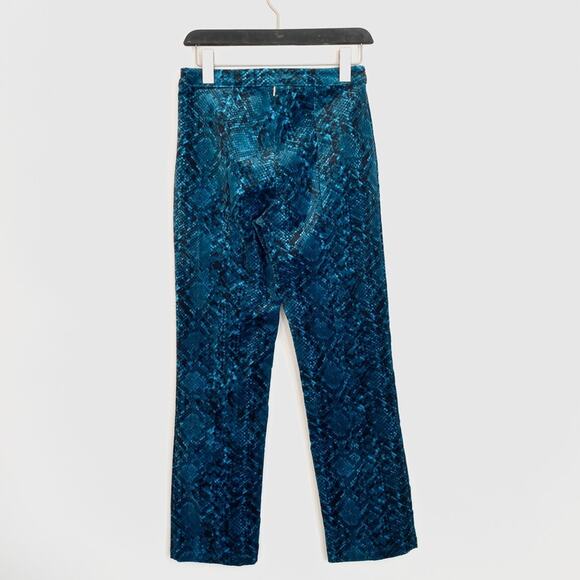 Misa Los Angeles New Blue Snake Animal Straight Velvet Pants Metallic Size 0 XS - Picture 4 of 10